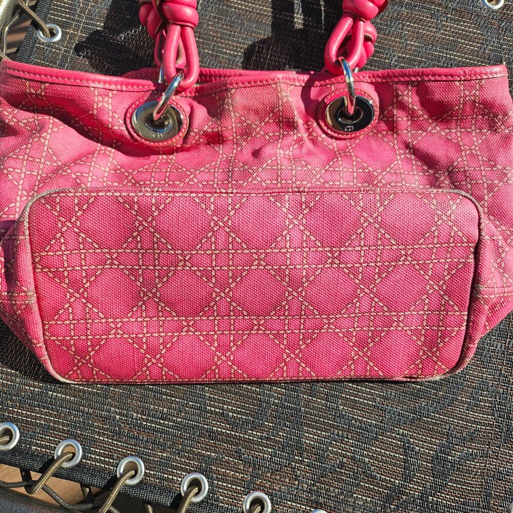 CHRISTIAN DIOR Coated Canvas Cannage Print Cherie Small Tote Pink - Picture 6 of 17